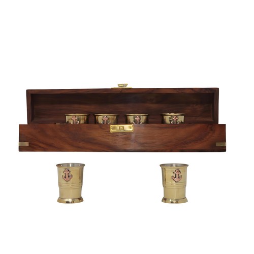 Titanic shot glass box brass - glass,