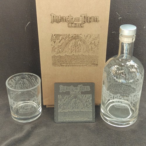 Attack titan decanter - on, glass