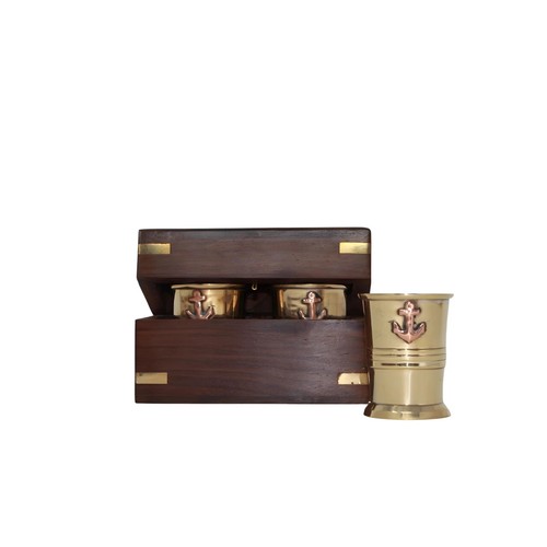 Shot glass box brass 2 - w/,